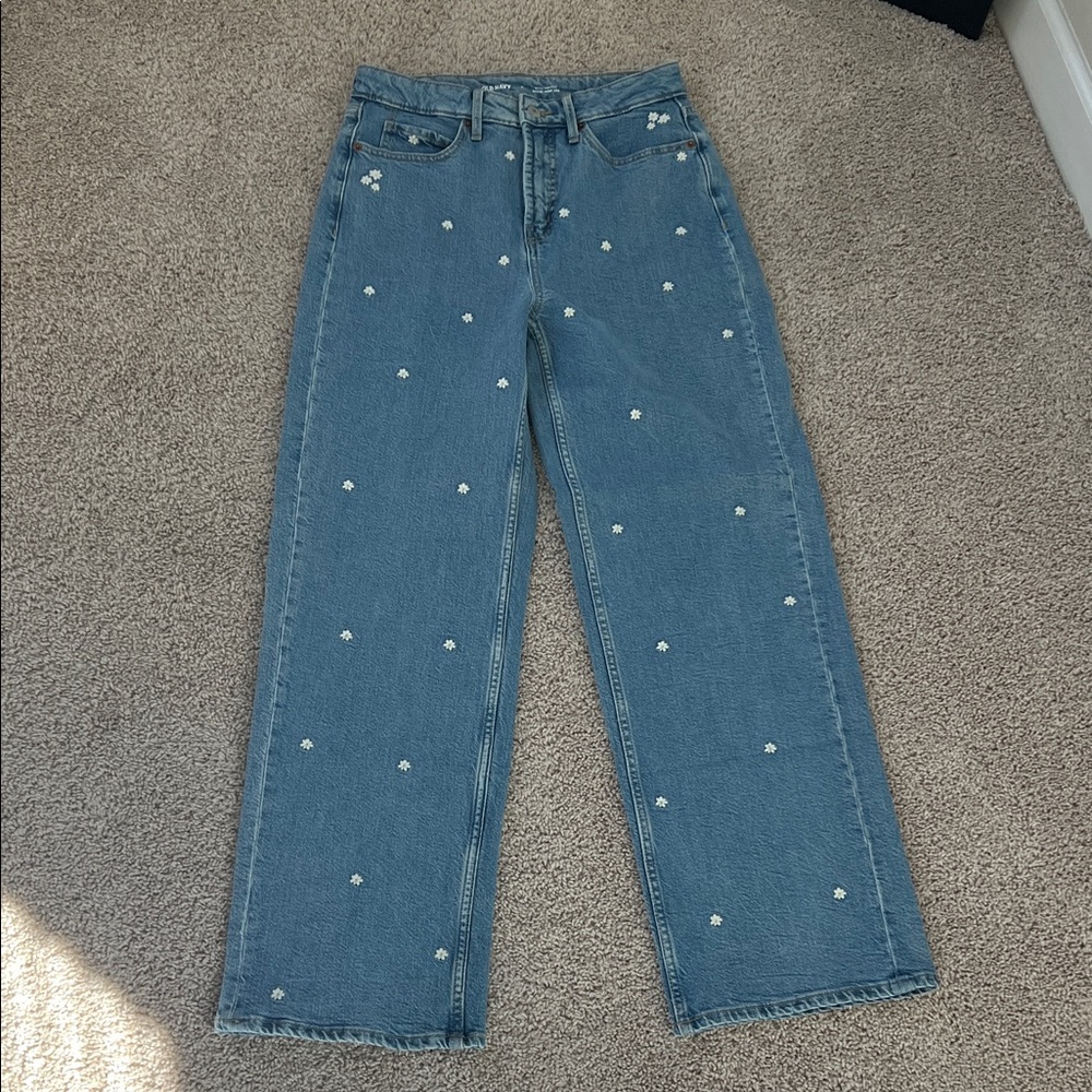 Women's Jeans with Floral Embroidery